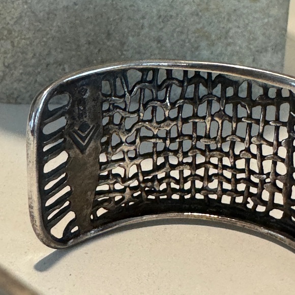 Silpada Sterling Silver Woven Mesh Modernist Cuff Bracelet 6" Int Circ - Picture 4 of 6